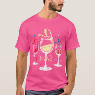 Red White Blue Wine Glasses American Flag T-Shirt