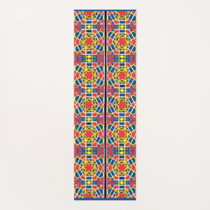 red white blue yellow abstract print yoga mat