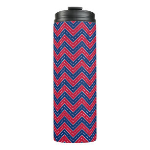 Red, White & Blue Zig-Zag Thermal Tumbler