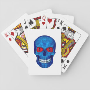 Red White Blue Zombie Sugar Skull Playing Cards
