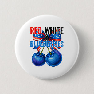 Red White Blueberries Funny Patriotic Retro Usa Hu 2 Inch Round Button