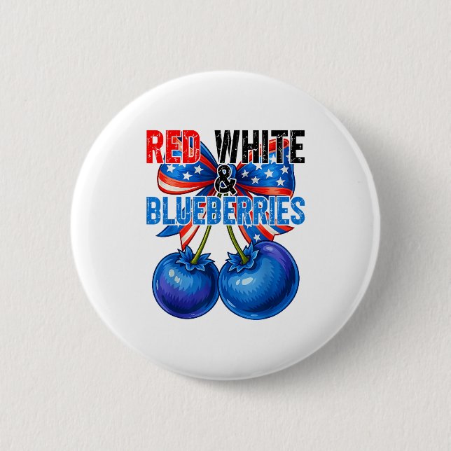 Red White Blueberries Funny Patriotic Retro Usa Hu 2 Inch Round Button (Front)