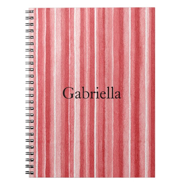 Red White Blush Pink Stripes   Notebook (Front)