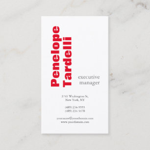 Red White Bold Modern Simple Plain Premium Silk Business Card