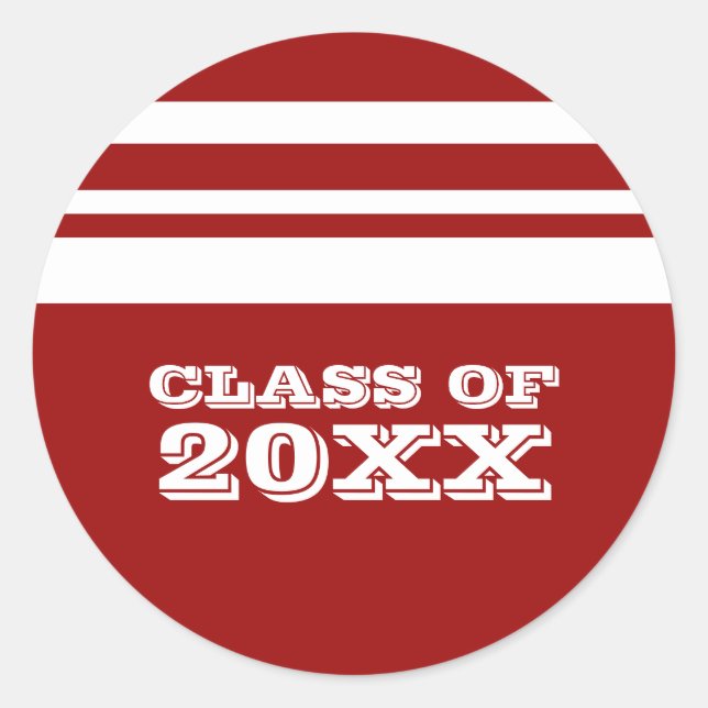 Red/White Bold Stripes Graduation Stickers (Front)