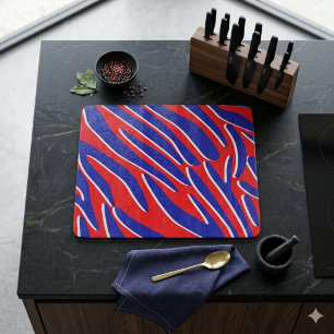 Red, White & Bold Tiger Stripe Glass Cutting Board