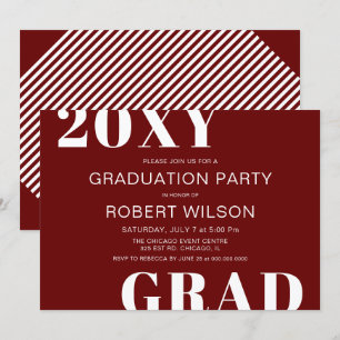 Red White Bold Typography Graduation Party  Invitation