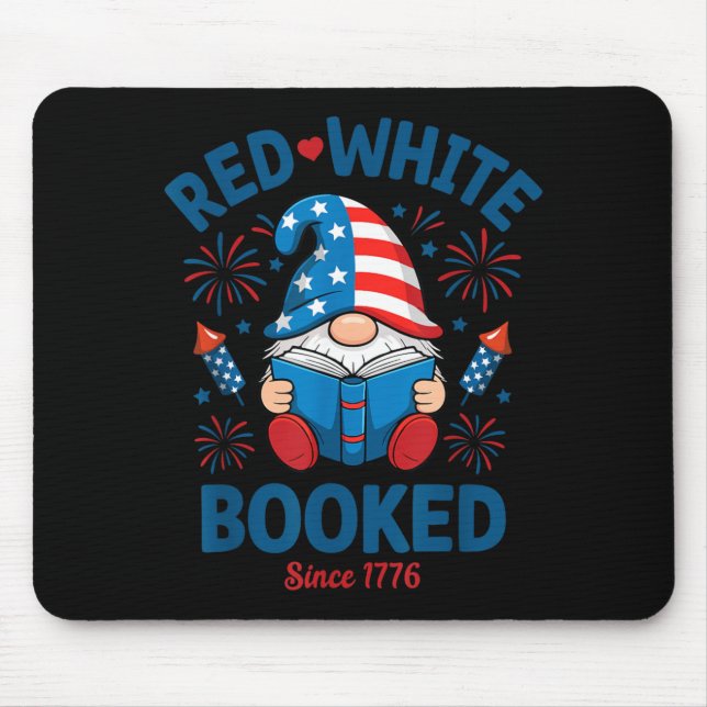 Red White Booked Firework Patriotic Reader Mouse Pad (Front)