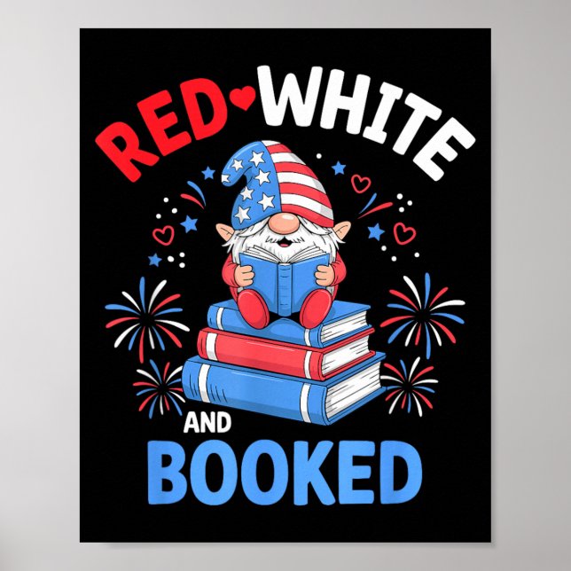Red White Booked Patriotic Reader American Flag Poster (Front)