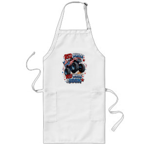 Red White Boom Monster Truck Long Apron
