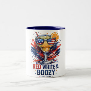 Red White Boozy Patriotic Margarita Fourth Of July Two-Tone Coffee Mug