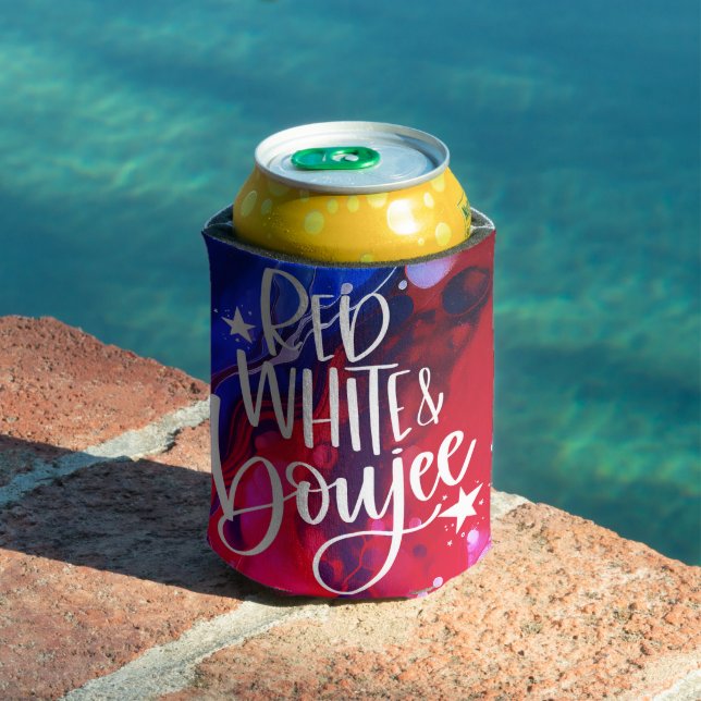 Red White Boujee Funny July 4th Bachelorette Party Can Cooler (In Situ Pool)