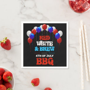 Red White & Brew 4th of July BBQ Party Napkin