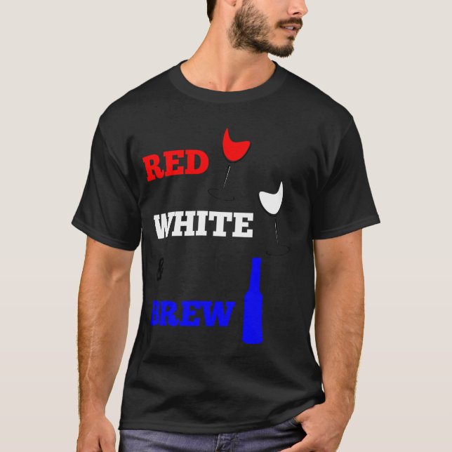 Red White Brew 4th of July Beer AND Wine Shirt Wom (Front)