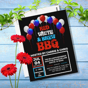 Red White & Brew BBQ 4 juillet Fête Invitation
