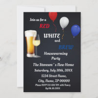 Red, White & Brew Housewarming Party Invitation