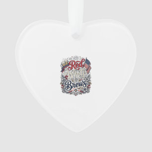 Red White & Brews Patriotic Beer Shirt Design_1 Ornament