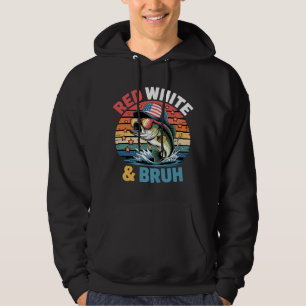 Red White & Bruh Fishing Art Hoodie