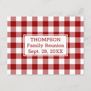 Red White Buffalo Check Name Family Reunion Party Invitation Postcard