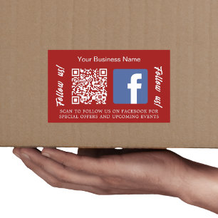 Red white business name qr code Facebook Sticker