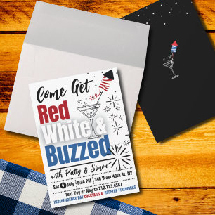 Red, White & Buzzed – Adult 4th of July Party Invitation