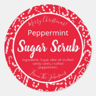 Red White Candy Cane Christmas Sugar Scrub Labels