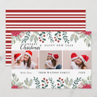 Red & White Candy Cane Holiday Photo Collage Card
