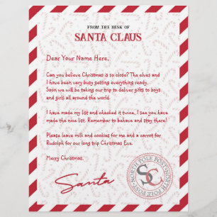 Red White Candy Cane Letter From Santa Claus