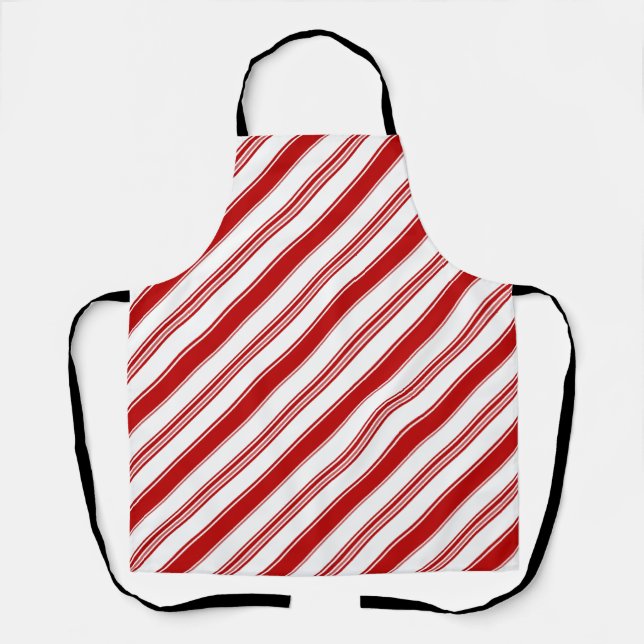 Red & White Candy Cane Stripes Apron (Front)