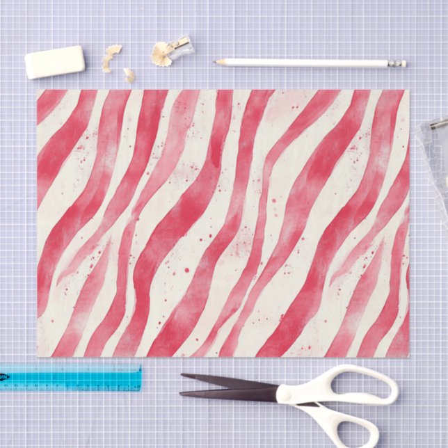 Red White Candy Cane Stripes Christmas Tissue Paper (Craft)