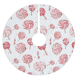 Red White Candy Cane Treats Christmas Brushed Polyester Tree Skirt