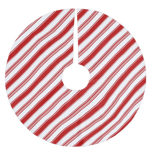 Red & White Candy Stripes Brushed Polyester Tree Skirt (Front)