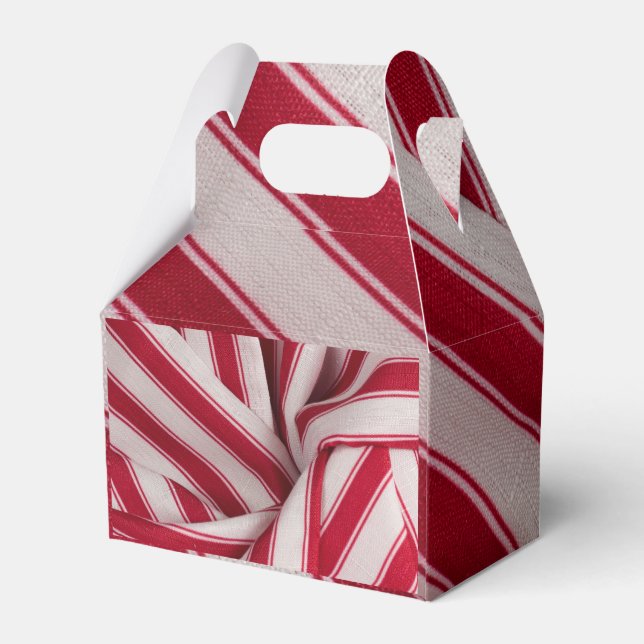Red & White candy Stripes Favor Box (Back Side)
