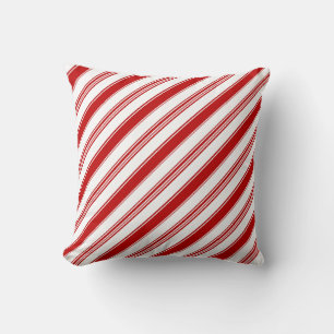 Red & White Candy Stripes (large scale) Throw Pillow