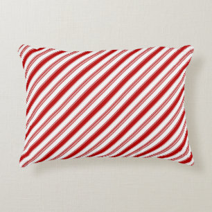 Red & White Candy Stripes (small scale) Accent Pillow