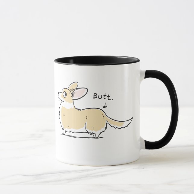 Red/White Cardigan Corgi Butt Mug (Right)