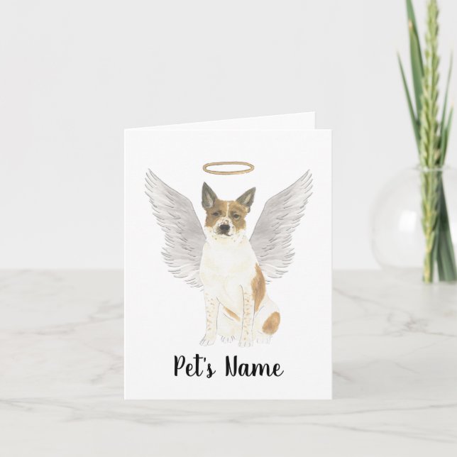 Red & White Cattledog Heeler Sympathy Memorial Card (Front)