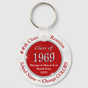 Red White Cheap Class of 1969 Gifts, Personalized Keychain