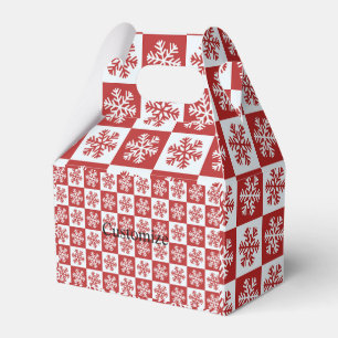 Red/white check snowflake pattern favor box