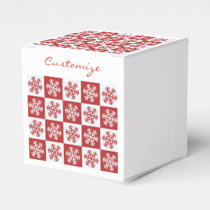 Red/white check snowflake pattern Thunder_Cove Favor Box