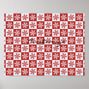 Red/white check snowflake pattern Thunder_Cove Poster