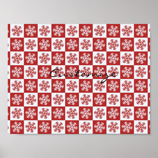 Red/white check snowflake pattern Thunder_Cove Poster (Front)