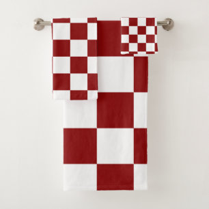 Red White Checker Bath Towel Set