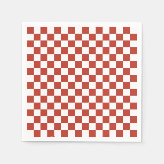 Red& White Checkered Pattern Mid Century Modern Napkin (Front)