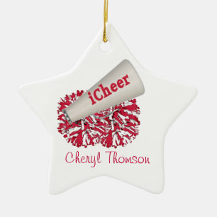 Red & White Cheerleader ornament