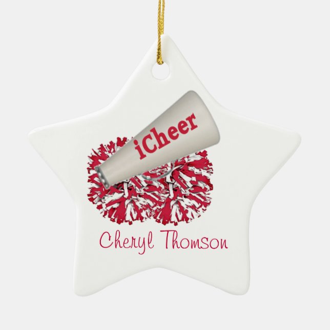 Red & White Cheerleader ornament (Front)