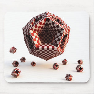 Red & White Chequerboard Geometric Objects Mouse Pad