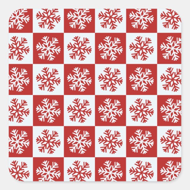 Red white chequerboard snowflake stickers (Front)
