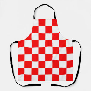 Red White Chequered Check Pattern Apron