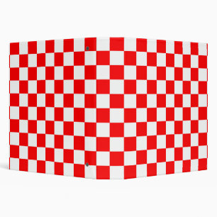 Red White Chequered Check Pattern Binder